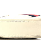 Textured Calfskin Web Mini Ophidia Round Shoulder Bag Mystic White
