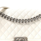 Caviar Quilted Medium Boy Flap White