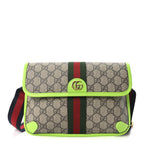 GG Supreme Monogram Web Small Ophidia Belt Bag Beige Ebony Electric Green