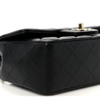 Lambskin Quilted Mini Rectangular Flap Black