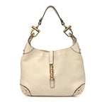Calfskin Piston Lock Jackie O Hobo White