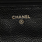 Caviar Quilted Wallet on Chain WOC Black