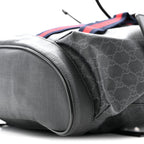 Soft GG Supreme Monogram Calfskin Web Double Buckle Backpack Black