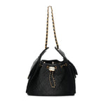 Washed Denim Quilted Small Chanel 25 Handbag Black