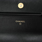 Lambskin Quilted Chanel 19 Wallet On Chain WOC Black