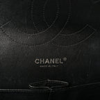 Patent Quilted Jumbo Double Flap Black