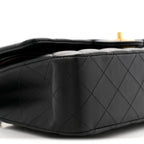 Lambskin Quilted Medium Double Flap Black