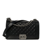 Calfskin Quilted Medium Boy Flap Black