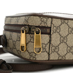 GG Supreme Monogram Web Small Ophidia Top Handle Shoulder Bag Brown