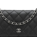 Caviar Quilted Wallet on Chain WOC Black