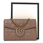 Calfskin Matelasse Mini Pearly GG Marmont Chain Wallet Porcelain Rose