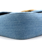 Denim Matelasse Pearl Studded Mini GG Marmont Shoulder Bag Blue