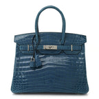 Shiny Niloticus Crocodile Birkin 30 Bleu Izmir