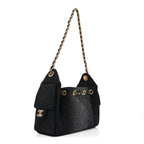 Washed Denim Quilted Mini Chanel 25 Handbag Black