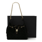 Suede Quilted Small Chanel 25 Handbag Black