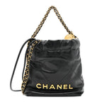 Shiny Calfskin Quilted Mini Chanel 22 Black
