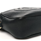 Pebbled Calfskin Small Soho Disco Bag Black