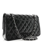 Lambskin Quilted Medium Double Flap Black