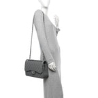 Caviar Quilted Jumbo Double Flap Grey