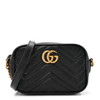 Calfskin Matelasse Mini GG Marmont Chain Shoulder Bag Black