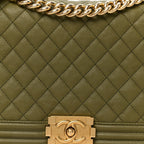 Caviar Quilted New Medium Boy Flap Khaki