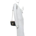 Calfskin Matelasse Mini GG Marmont Shoulder Bag Black