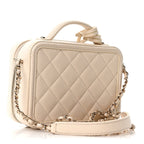 Caviar Quilted Small CC Filigree Vanity Case White