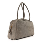 Suede Calfskin Quilted Large Perfect Bowling Bag Grey