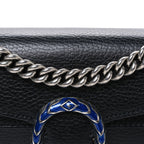 Dollar Calfskin Enamel Small Dionysus Shoulder Bag Black Electric Blue