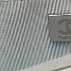 Iridescent Calfskin Quilted Wallet On Chain WOC Light Blue