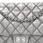 Metallic Aged Calfskin Quilted 2.55 Reissue 226 Flap Dark Silver