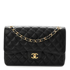 Caviar Quilted Jumbo Double Flap Black