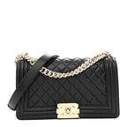 Caviar Quilted Medium Boy Flap Black