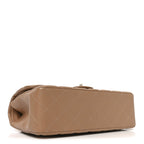 Caviar Quilted Jumbo Double Flap Beige