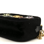 Velvet Matelasse Crystal Star Embroidered Small GG Marmont Chain Shoulder Bag Black
