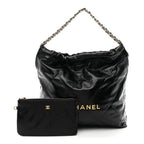 Shiny Calfskin Quilted Chanel 22 Black