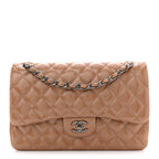 Patent Quilted Jumbo Double Flap Light Brown