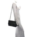 Patent Quilted Jumbo Double Flap Black