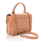 Lambskin Quilted Small Trendy CC Dual Handle Flap Bag Camel