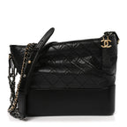 Aged Calfskin Quilted Medium Gabrielle Hobo Black