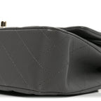 Lambskin Quilted Medium Double Flap Grey