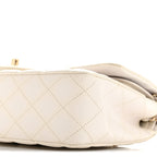 Caviar Quilted Medium Double Flap White
