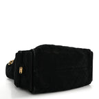 Suede Quilted Medium Chanel 25 Handbag Black