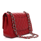 Caviar Quilted Jumbo Double Flap Dark Red