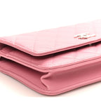Lambskin Quilted Crystal Star Wallet On Chain WOC Pink
