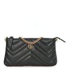 Calfskin Matelasse Mini GG Marmont Chain Bag Black