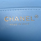 Lambskin Quilted Mini Rectangular Flap Light Blue