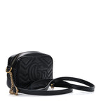 Calfskin Matelasse Mini GG Marmont Chain Shoulder Bag Black