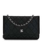 Caviar Quilted Wallet on Chain WOC Black
