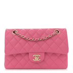 Caviar Quilted Small Double Flap Pink